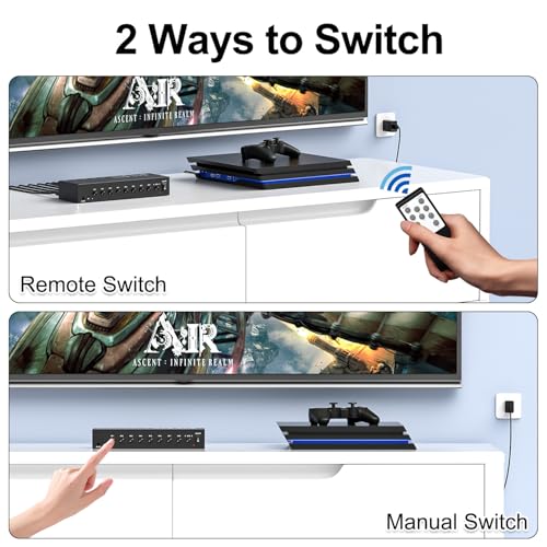4 AV Inputs + 4 HDMI 2.0 Inputs to HDMI Converter (8 in 1) with Upgrade New Version - style: 4 RCA + 4 HDMI Converter