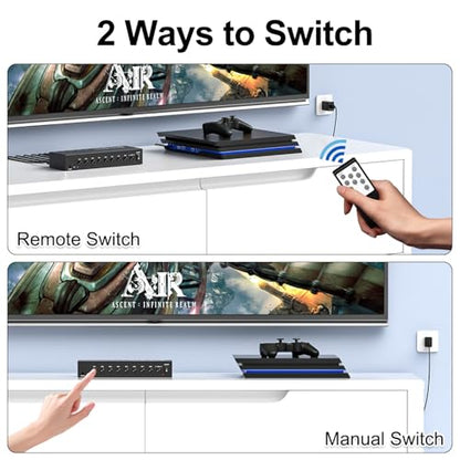 4 AV Inputs + 4 HDMI 2.0 Inputs to HDMI Converter (8 in 1) with Upgrade New Version - style: 4 RCA + 4 HDMI Converter