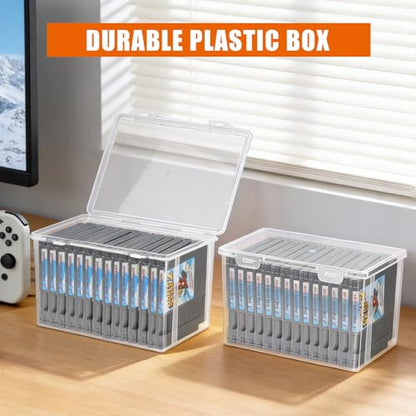 tutata NES Cartridge Case Storage Box Compatible with NES Cartridge Games, Retro Game Case Holder Clear