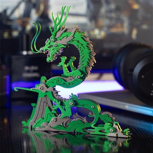 Chinese Dragon 3D Metal Jigsaw Puzzle, Green, 92 Pieces | DIY Games, Handmade Model Kits, Building Blocks Assembly, Gift for Adult - color: Chinese Dragon Green