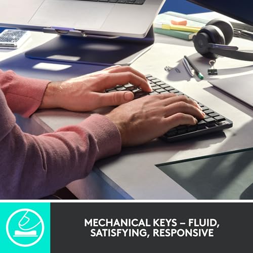 Logitech MX Mechanical Mini Wireless Illuminated Keyboard Linear Switches | USB-C, macOS, Windows, Linux, iOS, Android, Metal construction - size: Compact, style: Linear (smooth typing)