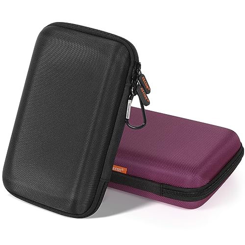 Shockproof Hard Shell Carrying Case, Large Capacity Storage Pouch Bag | Fits GPS, External Hard Drive, Power Bank, Charger, Cable, Travel Tech Organizer, Durable EVA Material - color: Z Black and Deep Purple