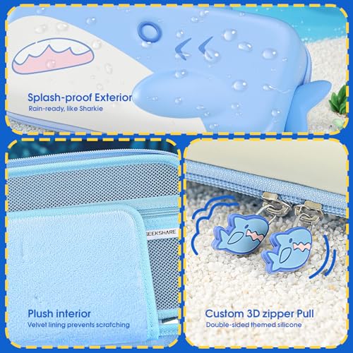 GeekShare Portable Carrying Case Compatible with Switch 2 (2025), Hard Storage Bag with 12 Game Card Slots, Cute Travel Case for Switch 2 Console and Accessories, Shark - size: Switch 2