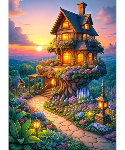 Puzzles for Adults 1000 Pieces, Jigsaw Puzzle for Adults, Fun Challenging Puzzle, Fairytale Tree House Puzzles, Interlock Perfectly No Dust, Gifts for Friends Teacher Father's Day - color: Magic Tree House