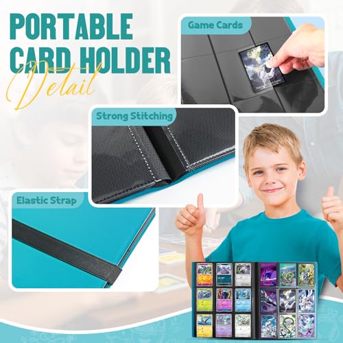 Card Binder 9-Pockets,Trading Card Binder,20 Pages, 360 Card Capacity Collection Binder, Card Folder for MTG, TCG, Game Cards & Sports Cards (Lake Blue) - color: Lake blue