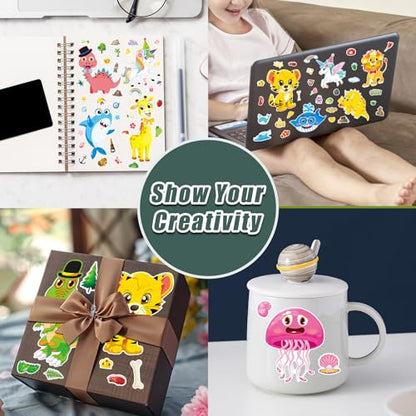 48 Sheets Create Funny Mixed Animals Stickers, Make a Face Stickers for Boys and Girls, Travel Sticker Books, Party Favors, Birthday, Home, School and Activities Gifts for Kids Ages 3+ - style: Mixed Animal