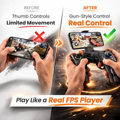 G1 Pro Mobile FPS Controller, Wireless Bluetooth Somatosensory Shooting Realistic Gun Stock for Phone & Pad, AR Gaming Joystick with Trigger for FPS & Mobile Shooters