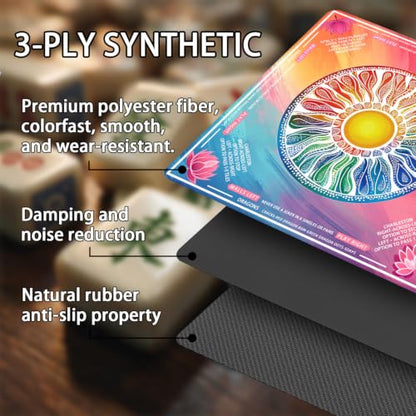 Pittera Mahjong Mat for Table, 31.5 Inch | American Mahjong Table Cloth with Rules, Drawstring Bag, Noise Reduction, Anti-Slip Game Mat - color: Large Disc Gradient
