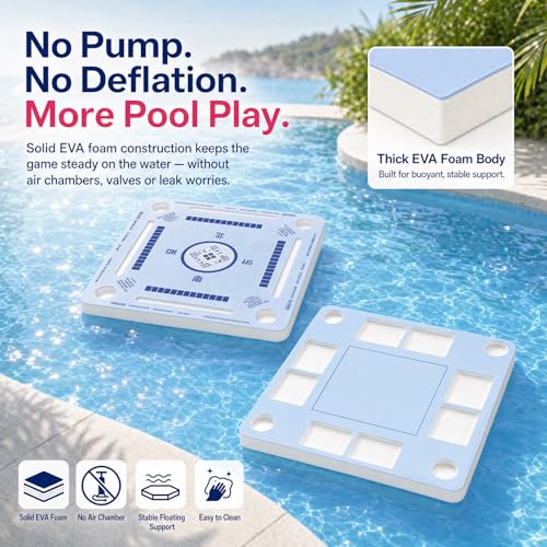2F22E Floating Mahjong Table for Pool, Double-Sided EVA Floating Game Table for Mahjong, Cards, Dominoes & Drinks, 31.5'' Waterproof Floating Table for Pool - color: Eva-01