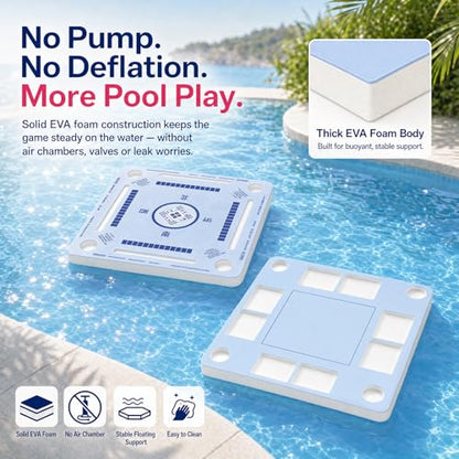2F22E Floating Mahjong Table for Pool, Double-Sided EVA Floating Game Table for Mahjong, Cards, Dominoes & Drinks, 31.5'' Waterproof Floating Table for Pool - color: Eva-01