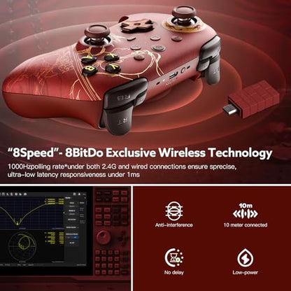 8Bitdo Ultimate 2 Wireless 2.4G Controller - WUCHANG: Fallen Feathers | For Windows PC, Apple, Steam & Android, TMR Joystick, Star-Ring RGB Lights, Adjustable Trigger Locks, Charging Dock Included - color: Fallen Feathers