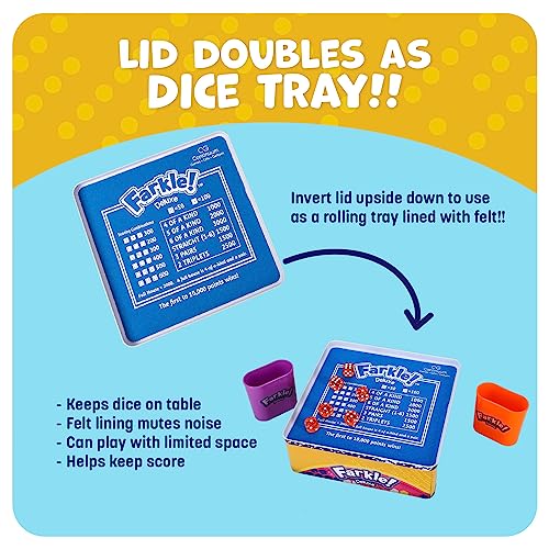 Farkle Deluxe Dice Games Set Includes 36 Colorful Dice, 6 Rolling Cups, Rolling Tray, and Score Sheets The Classic Push-Your-Luck Dice Game - style: Deluxe