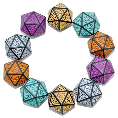 SmartDealsPro 10-Pack 20 Sided Dice D20 Polyhedral Dice for DND RPG MTG Table Game (Mix Retro Color 2) - color: Mix Retro Color 2
