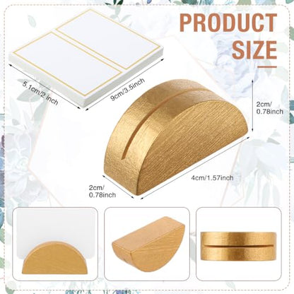 Colingmill 24 Pcs Wooden Table Number Stands with Tented Cards,Gold, White | Wedding Table Name Holder Semicircular Design Place Card Holders for Retail Shop Wedding Party Events - color: Gold, White