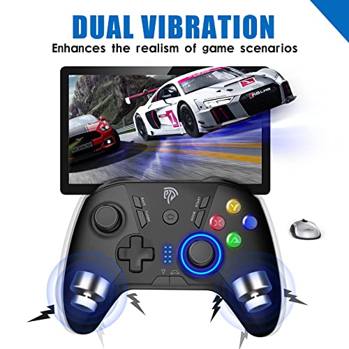 EasySMX 2.4G Wireless Controller for PC,Steam Deck,PS3,Android TV,Black. | Plug and Play,Programmable Buttons,Dual Vibration Motors,Up to 14-Hour Battery Life.