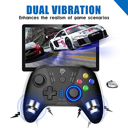 EasySMX 2.4G Wireless Controller for PC,Steam Deck,PS3,Android TV,Black. | Plug and Play,Programmable Buttons,Dual Vibration Motors,Up to 14-Hour Battery Life.