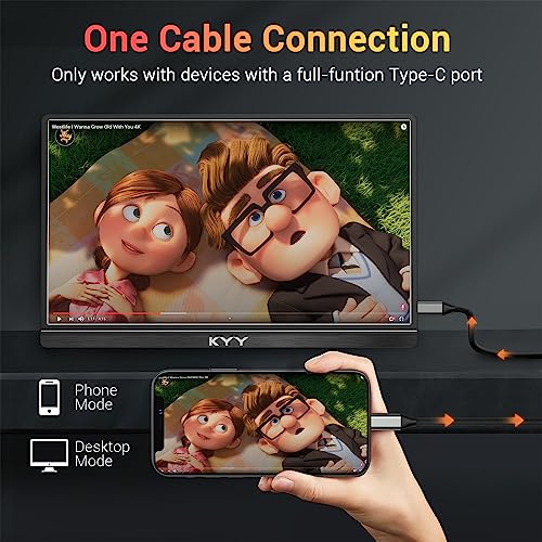 KYY Portable Monitor 15.6'' FHD 1080P USB C HDMI Gaming Monitor Ultra-Slim IPS Display w/Smart Cover & Speakers, Plug&Play, External Monitor for Laptop PC Phone Mac Xbox PS4 - size: 15.6" Single