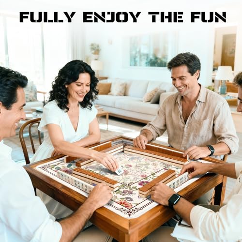 Mahjong Mat for Table (31.5 X31.5 in), Non-Slip Noise Reduction | Floral Mahjong Table Mat, Mah Jong Mat with Carrying Bag, Game Table Cover for Mahjongs Poker Card Dominoes, Christmas Gift - color: Flowers