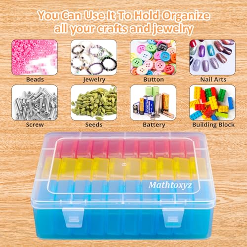 Mathtoxyz Bead Organizer Box(Red,Yellow,Blue), 30Pcs Small Bead Organizers and Storage Plastic Cases Mini Clear Containers Boxes with Hinged Lid and Rectangle for Bracelet Making DIY Jewelry Craft - size: BlueRedYellow - 1P
