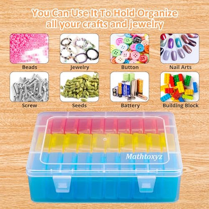 Mathtoxyz Bead Organizer Box(Red,Yellow,Blue), 30Pcs Small Bead Organizers and Storage Plastic Cases Mini Clear Containers Boxes with Hinged Lid and Rectangle for Bracelet Making DIY Jewelry Craft - size: BlueRedYellow - 1P