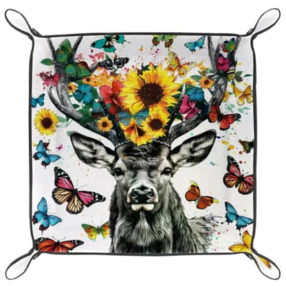 Deer Butterflies Sunflowers Dice Tray Dice Rolling Tray Folding Dice Holder for Dice Games, Like RPG, DND and Other Table Games - color: Multi 5