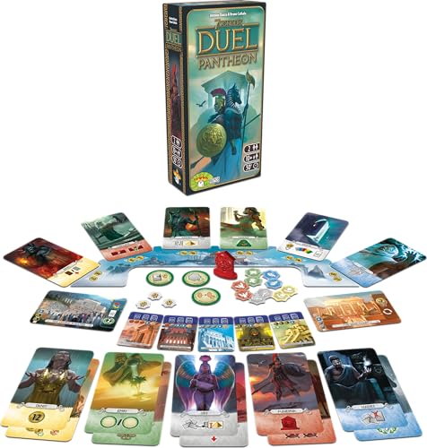 Asmodee 7 Wonders Duel Pantheon Board Game Expansion - Intense Two-Player Battles in the Ancient World, Strategy Game for Kids and Adults, Ages 10+, 2 Players, 30 Minute Playtime - style: Ancient Mediterranean Civilization, Intense, Immersive, Vibrant