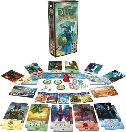 Asmodee 7 Wonders Duel Pantheon Board Game Expansion - Intense Two-Player Battles in the Ancient World, Strategy Game for Kids and Adults, Ages 10+, 2 Players, 30 Minute Playtime - style: Ancient Mediterranean Civilization, Intense, Immersive, Vibrant