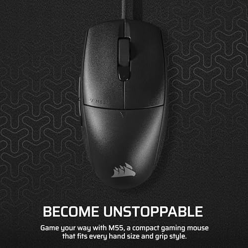 Corsair M55 Wired Lightweight FPS Gaming Mouse – 16,000 DPI – Six Programmable Buttons – Textured Side Grips – Black - color: Black, style: Wired
