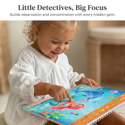 Fun Search and Find Books for Kids 3-5 - Cute Road Trip Game w Magical Scenes for Girls 4-8 w Princess, Unicorn & Mermaid - Essential Travel Activity w Markers for Hours of Fun on Car Rides & Planes