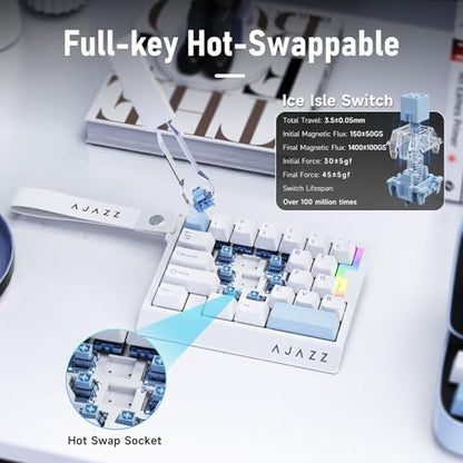AJAZZ AK029 Magnetic Switch One Handed Gaming Keyboard, Hall Effect Rapid Trigger Mechanical Keypad with SOCD & DKS, 8KHz Polling Rate, 29 Keys Mini Ergonomic Gaming Keyboard for FPS Gamers, PC - color: White Blue