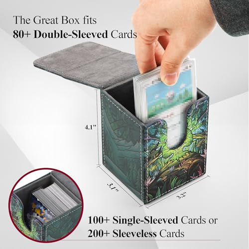 Card Deck Box for MTG Card Storage Box Holds 100 Plus Single Sleeved Cards with Trading Cards Games TCG Yugioh etc. (Light Green) - color: Light Green