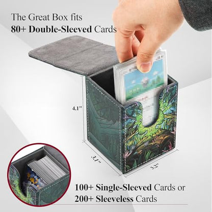 Card Deck Box for MTG Card Storage Box Holds 100 Plus Single Sleeved Cards with Trading Cards Games TCG Yugioh etc. (Light Green) - color: Light Green