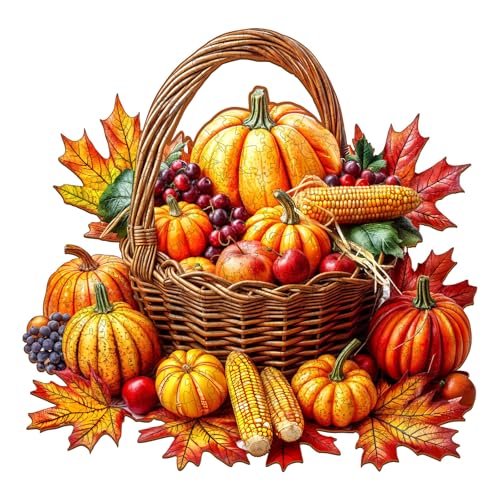 Jigfoxy Wooden Puzzles for Adults, Fall Wood Puzzle for Adults | Unique Animal-Shaped Wooden Jigsaw Puzzle, Thanksgiving Birthday Gifts for Women, Men, Puzzle Lovers (S-8.5*8.2in-100pcs) - color: Autumn, size: Small