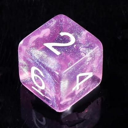 DND Dice Pink Transparent Dice with Color Changing Glitter for Dungeons and Dragons Tabletop Game Role Playing Game,D&D,MTG,Pathfinder Dice Set - color: Glitter Pink