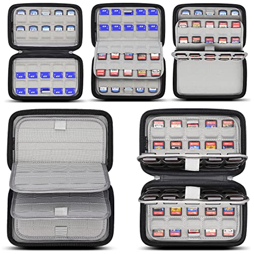 sisma 80 Switch Game Case - Compatible with Nintendo Switch & PS Vita, Hard Shell Game Cartridges Holder Storage Case Travel Carrying Bag for Games & SD Cards, Brown - color: Brown