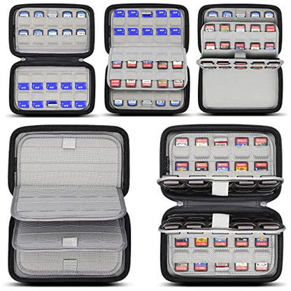 sisma 80 Switch Game Case - Compatible with Nintendo Switch & PS Vita, Hard Shell Game Cartridges Holder Storage Case Travel Carrying Bag for Games & SD Cards, Brown - color: Brown