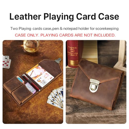 CONTACTS Personalized Playing Card Case for 2 Decks Custom Engraved Name Leather Poker Card Holder Handmade Travel Card Case for Men Gift - size: Personalized