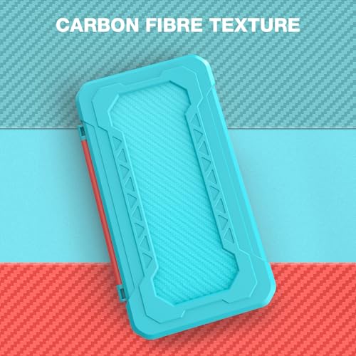 HEIYING Switch Game Case with 48 Precise Slots for Nintendo Switch 2 / OLED | Portable Game Card Holder, Hard ABS Shell with Soft Silicone Lining, Precise Card Slots,Magnetic Closure for Easy Access - color: Carbon Fibre Blue Red