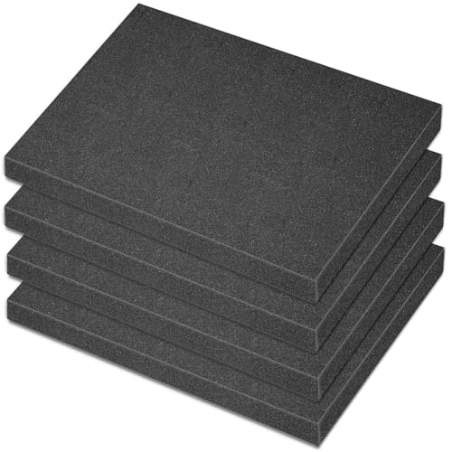 Polyurethane Foam Padding, 4 PCS 16 x 12 x 0.5 Inch Black Soft Cuttable Packing Foam Inserts for Cases, Furniture, Automotive and Packaging - color: Black, size: 16x12x0.5 4P