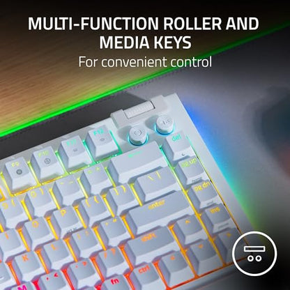 Razer BlackWidow V4 75% Mechanical Gaming Keyboard: Hot-swappable Design - Compact & Durable - Orange Tactile Switches - Chroma RGB - MF Roller & Media Keys - Comfortable Wrist Rest - White (Renewed) - color: White