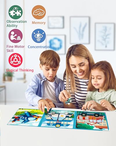 Magnetic Puzzles for Kids, Travel Puzzles Games for Kids Ages 3-5, Jigsaw Puzzle Book Activities Toy for Boys Girls Ages 3 4 5 in Car, Learning Magnet Toys for Road Trip (Airplane) - style: Level 1 Vehicle