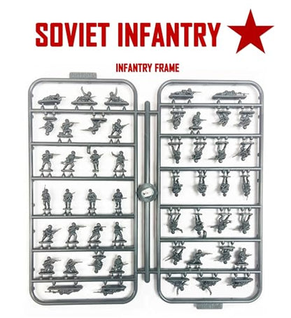Wargames Delivered - Victrix 12mm Scale Soviet Infantry & Heavy Weapons Set with Bonus Miniature STL Download – 174 Highly Detailed WW2 Miniatures Set –with Riflemen, SMG Troops, Snipers & Tank Riders