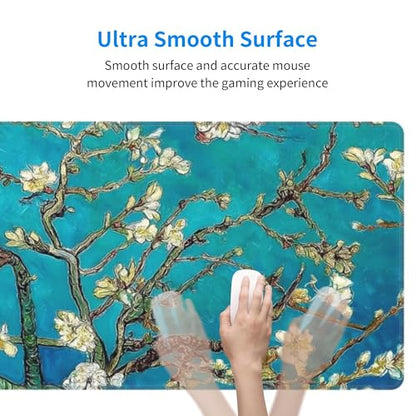 Almond Blossom Gaming Mouse Pad Extended Large Mouse Mat 31.5 X 11.8 Inch Nonslip Rubber Base Long Desk Pad Stitched Edges Mousepad Mice Pad for Office Home Game - color: Almond Blossom