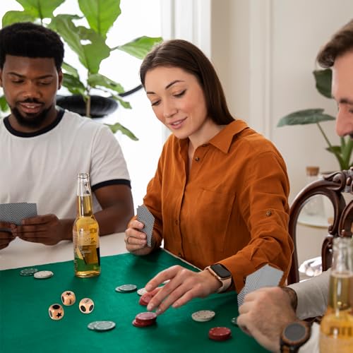 Qianyu 3 Pcs Left Right Center Game Dice Set 1Inch Wooden Dice with Drawstring Bag Standard Size 6 Sided Dices Accessorie Bamboo Wood Easy to Store and Carry Around Dices for Travel