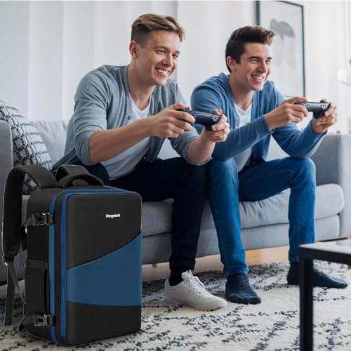 Deegotech Travel Case Compatible with PS5/PS5 Pro/PS5 Slim, Gaming Backpack | Water-resistant Carrying Case Compatible with Playstation 5 Console, Disc, Controllers, Accessories and 15.6" Laptop, Blue - color: Blue
