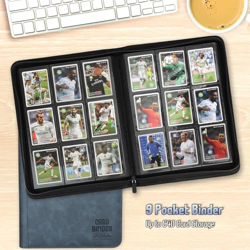 Trading Card Binder, Premium 9 Pocket Double Sided 540 Pocket PU Card Collection Binder, Collectible Trading Card Albums for MTG, TCG, Sport Card, Game Cards (Blue) - color: Blue