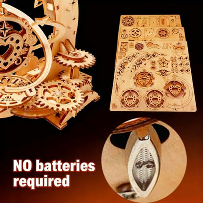 3D Wooden Puzzles for Adults Teens DIY Music Box Wood Model Kit Craft Kits | Mechanical Engineering Project to Build Cool Birthday Gift for Age 14+ Years Old - style: moon