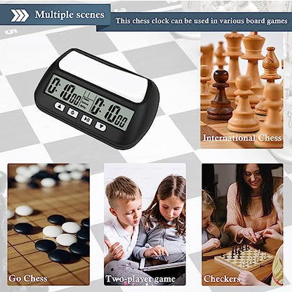 Digital Chess Clock Timer,QINFIEY Chess Timer for Board Games,Professional with Bonus Delay Count Down Up Function,Batteries Included