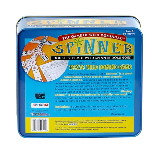 University Games, Spinner Game of Wild Dominoes in On-the-go Travel Tin , for 2 to 8 Players Ages 6 and Up