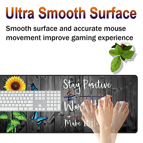 Large Gaming Mouse Pad, Keyboard Wrist Rest + Mouse Wrist Pad + Coaster + Mini Hook Desk Pad Set, Memory Foam, Non-Slip Base. Suitable for Office and Home - Sunflower Inspirational Quote - color: Fok-fo1-mouse -012